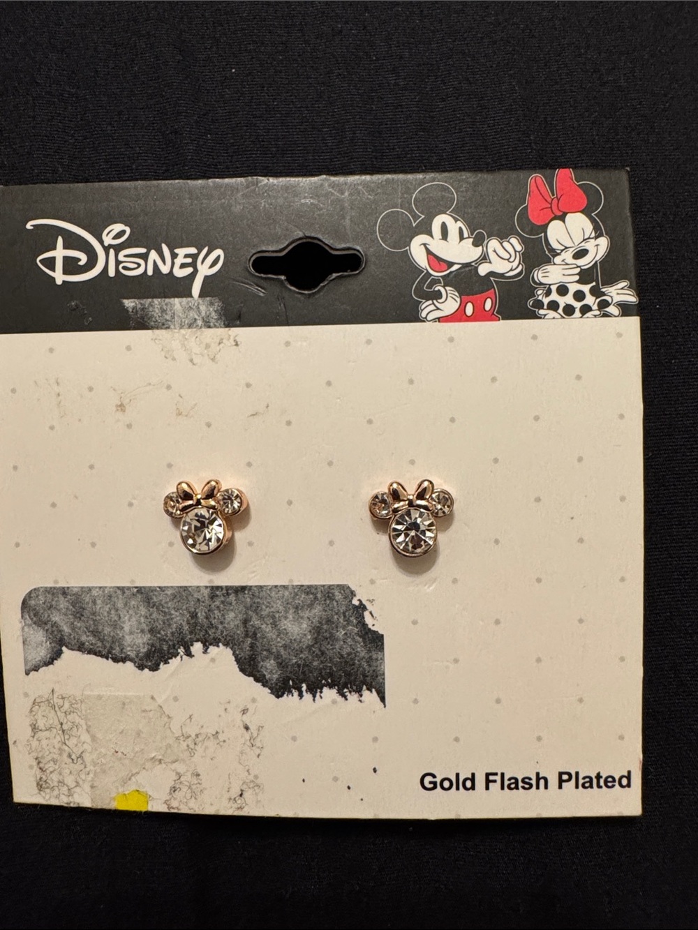 Disney Rose Gold Flash Plated Cz’s Minnie Mouse Stud Earrings